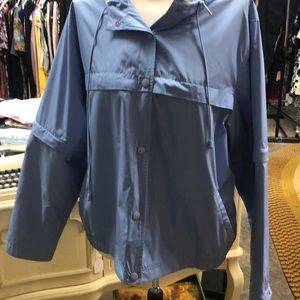 Ralph Lauren weather hooded jacket with zippered sleeves.  Blue size XL